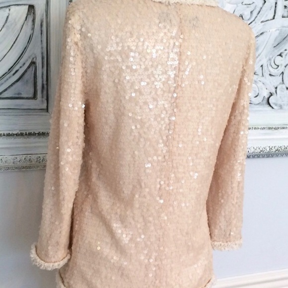 ✨❤️ZARA NWT blush/champagne sequin blazer small sparkly fun and classy!✨ - Picture 3 of 9